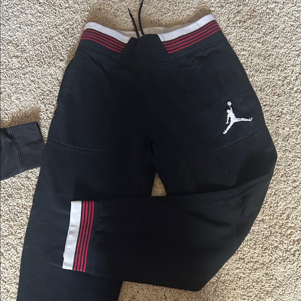 Jordan Kids vintage Black Joggers with Red and White Accents. So good!